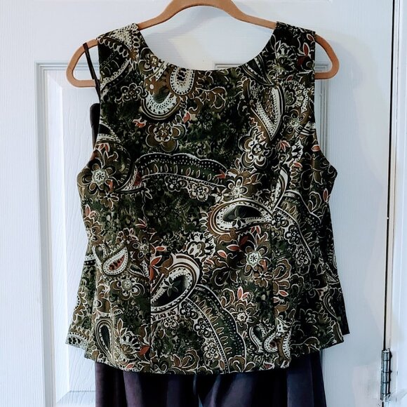 EUC THREE Piece Light Suede Pantsuit Sz 14 GORGEOUS VERSATILITY w/Paisley Tank - Picture 10 of 16